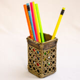 Dhokra Art Pen stand, Squared Shape