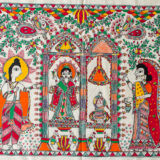 gauri pooja madhubani mithila painting cotton religious wall decor