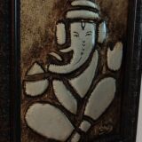 Metal Engraved Ganesha, Framed