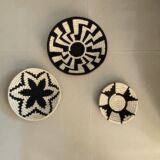 Handcrafted Sabai Grass Wall Decor Plate, Set of 3, Black